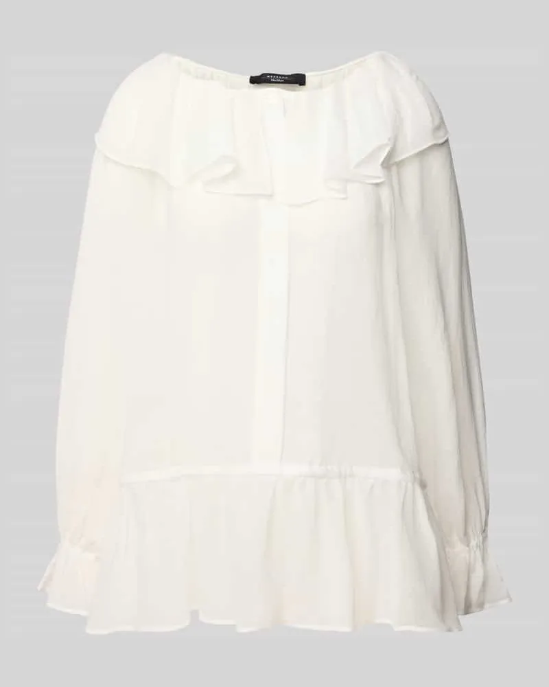 Max Mara Regular Fit Bluse aus Viskose-Leinen-Mix Modell 'ASTRO Weiss