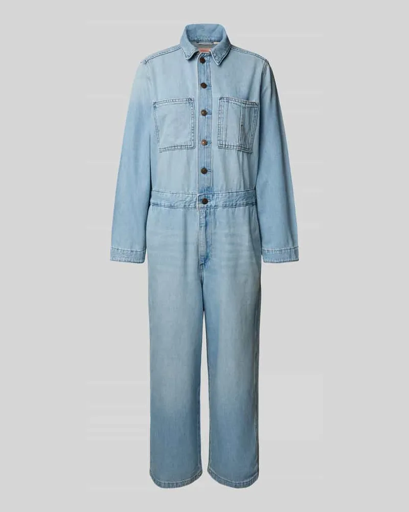 Levi's Jumpsuit mit Umlegekragen und Knopfleiste Hellblau