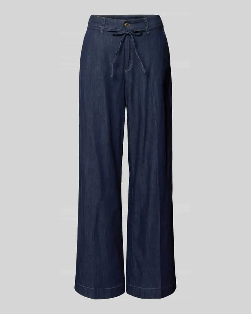 MAC Jeans Wide Leg Jeans mit Bindegürtel Modell 'WENDY Dunkelblau