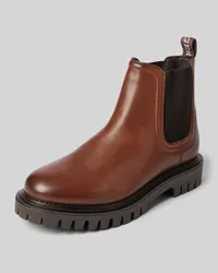 Tommy Hilfiger Lederboots mit strukturierter Sohle Cognac