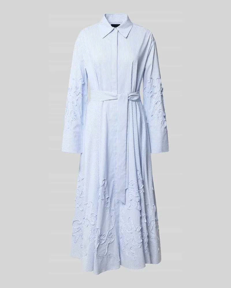Marc Cain Hemdblusenkleid mit verdeckter Knopfleiste und Bindegürtel Hellblau