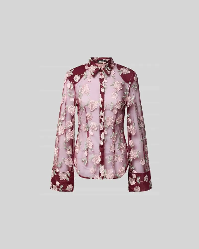 ROTATE Birger Christensen Hemdbluse mit Knopfleiste Rot