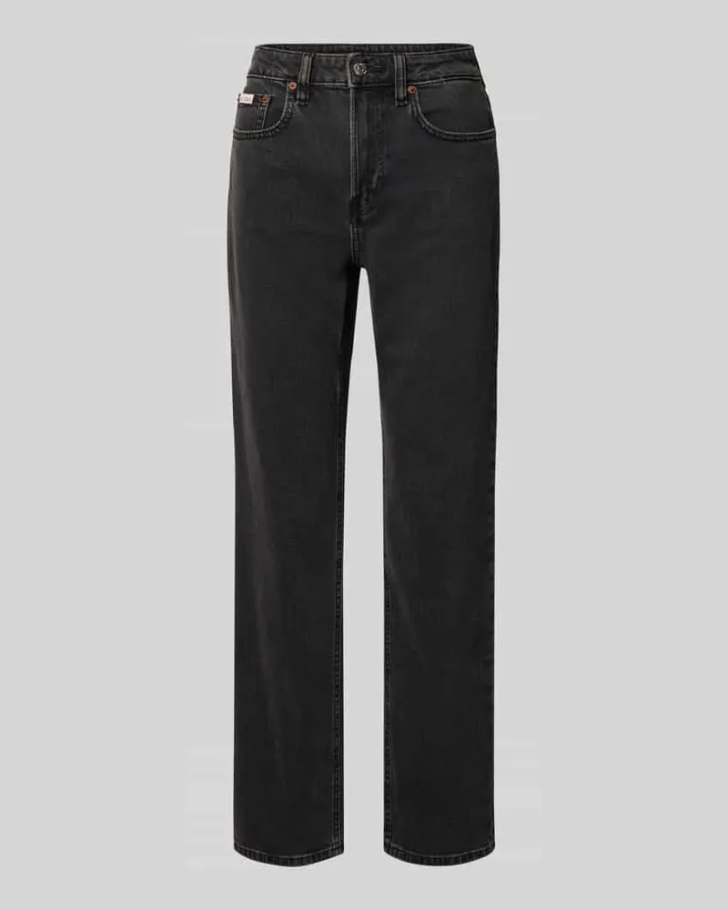 Calvin Klein Straight Fit Jeans aus Baumwoll-Mix mit Logo-Patch Anthrazit