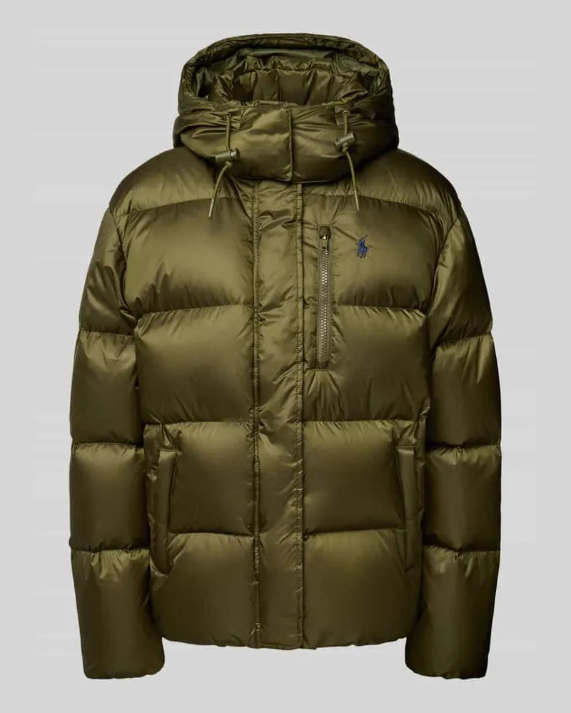 Ralph Lauren Daunenjacke mit verdecktem Reißverschluss und Eingrifftaschen Oliv
