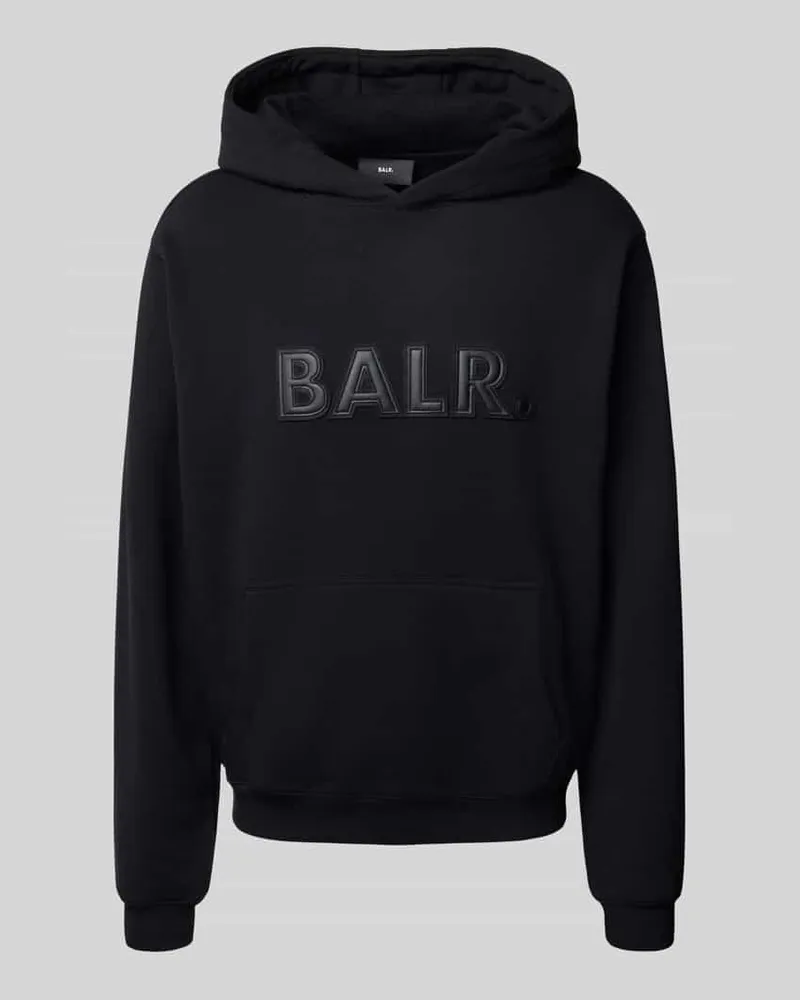 BALR. Hoodie mit Label-Stitching und Känguru-Tasche Black