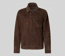 Regular Fit Lederjacke aus echtem Ziegen-Velours Modell 'FLINT