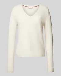 Tommy Hilfiger Pullover mit abgerundetem V-Ausschnitt Modell 'SOFT WOOL Offwhite