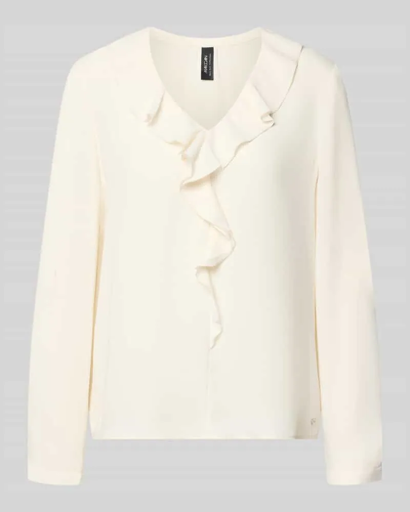Marc Cain Relaxed Fit Bluse mit Rüschenbesatz Offwhite
