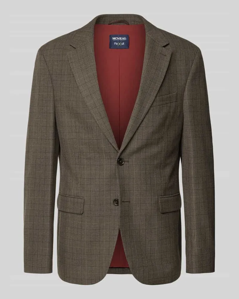 McNeal Slim Fit 2-Knopf-Sakko mit Pattentaschen Mittelbraun