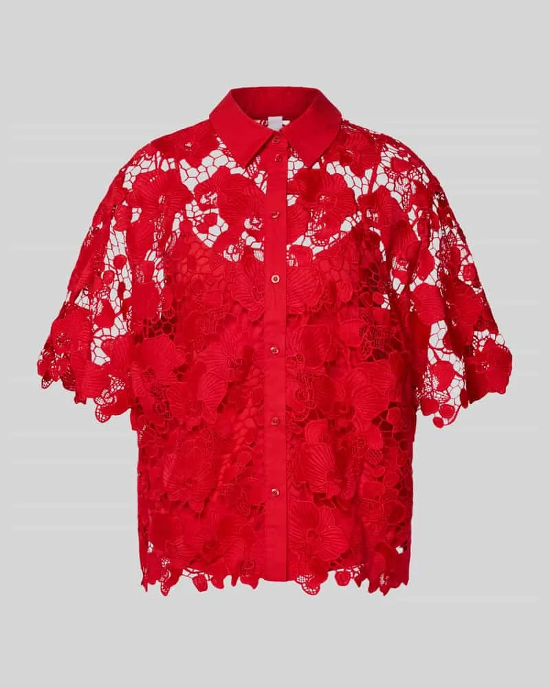 Y.A.S Regular Fit Bluse aus Spitze Modell 'GALA Rot