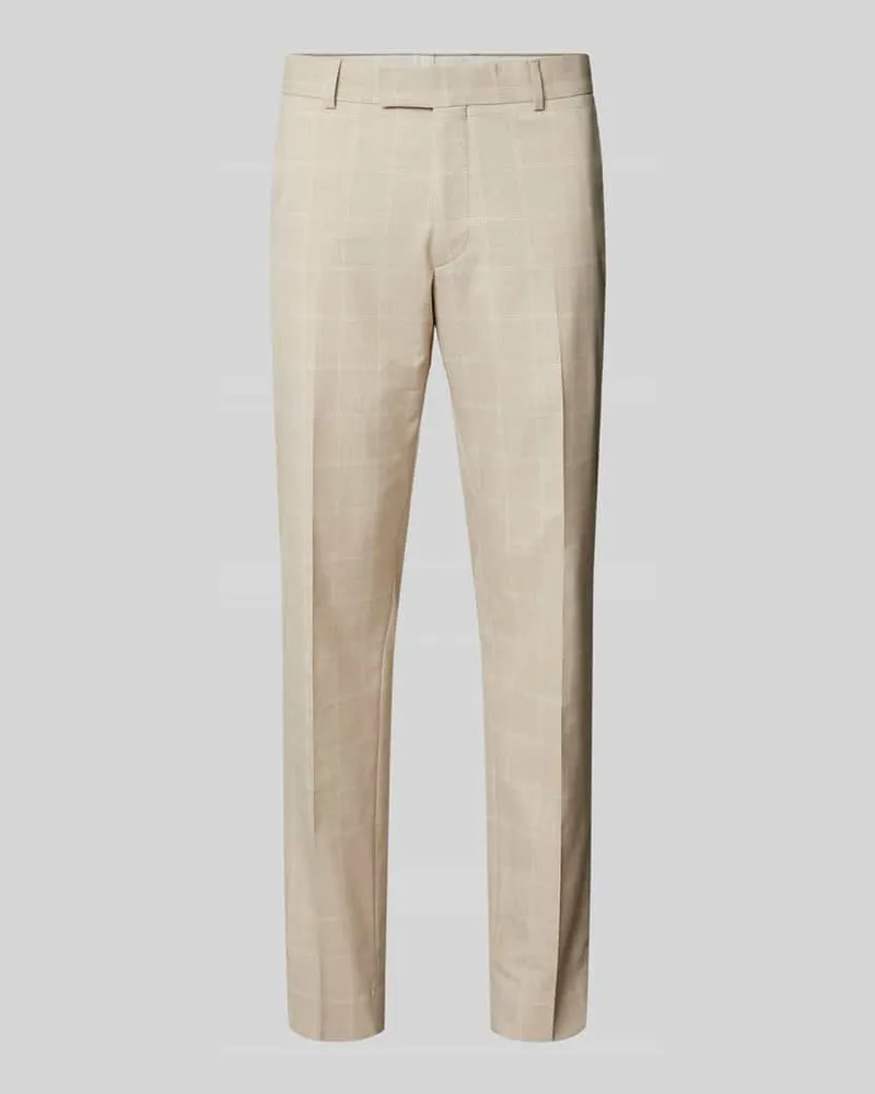 Strellson Regular Fit Anzughose mit Bügelfalten Beige