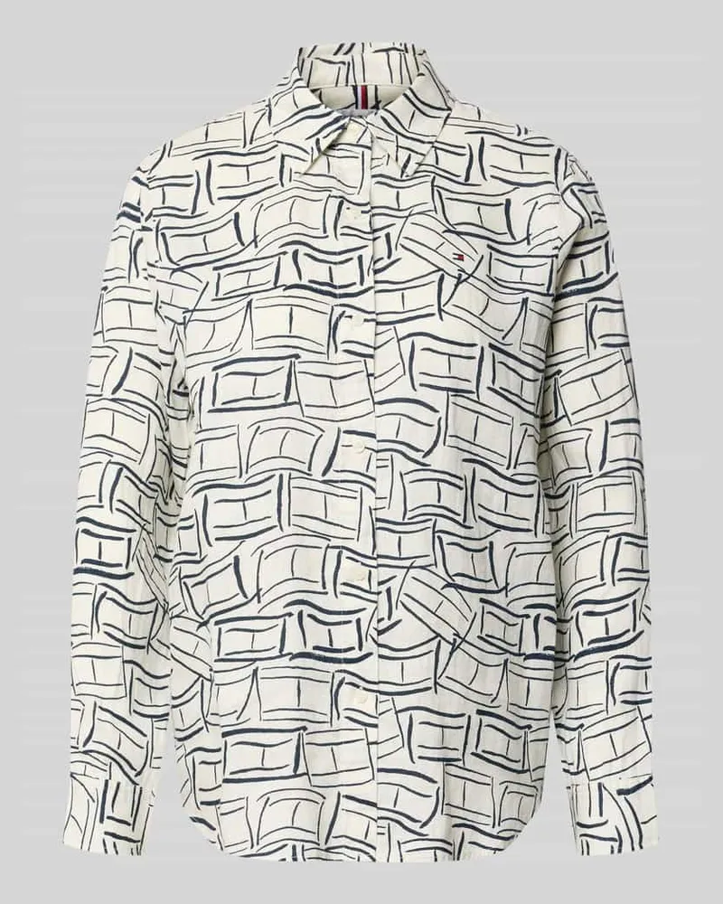 Tommy Hilfiger Relaxed Fit Langarmbluse aus reinem Leinen Ecru
