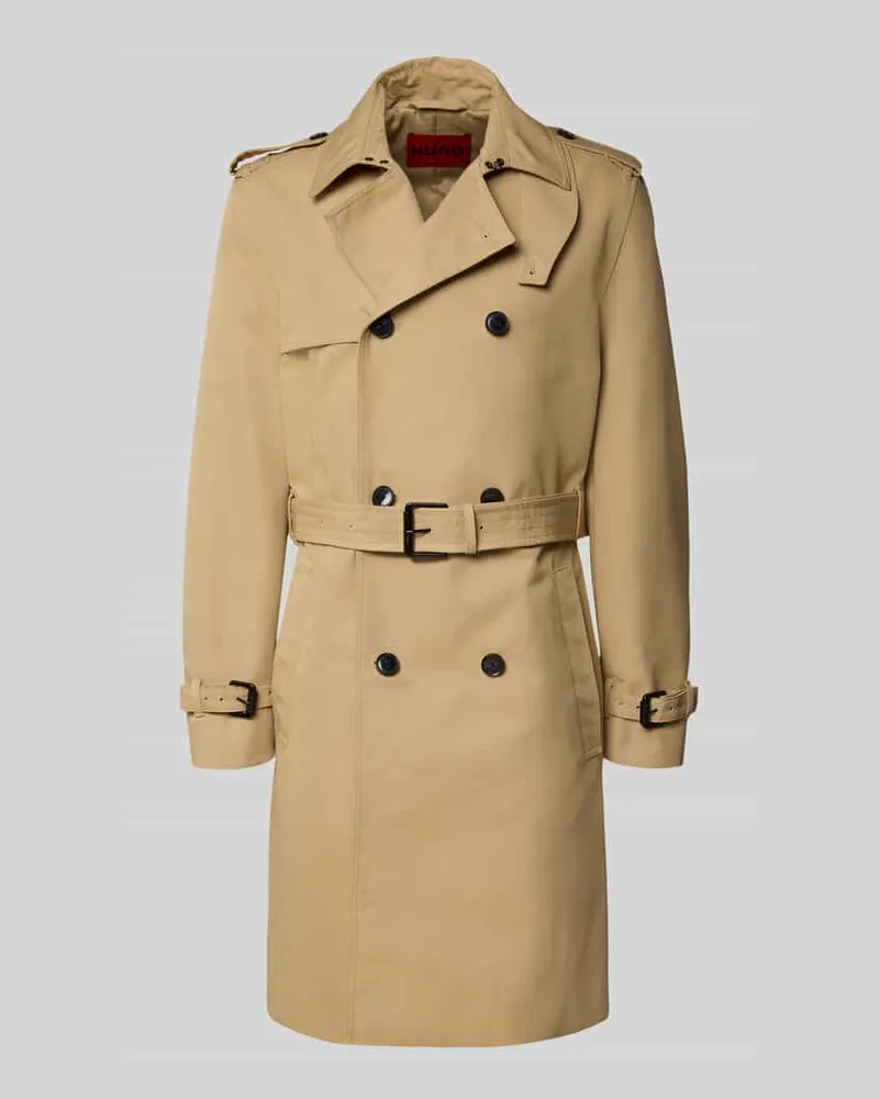 HUGO BOSS Regular Fit Trenchcoat aus Baumwoll-Mix Modell 'Maluks2631 Beige