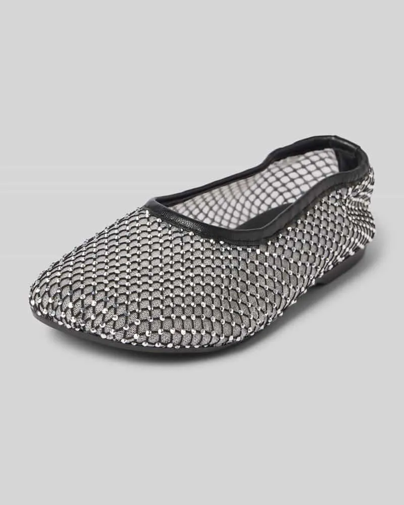 Alohas Ballerinas mit Ziersteinbesatz Modell 'Lorain Black