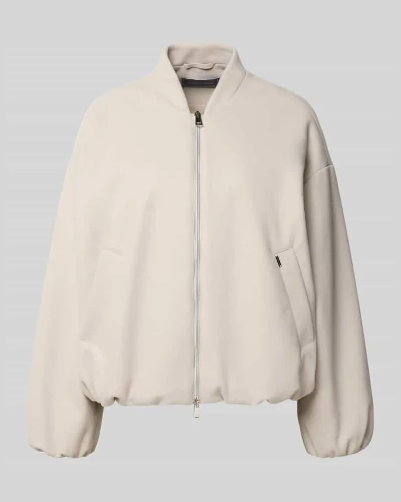 White Label Jacke mit überschnittenen Schultern und Zweiwege-Reißverschluss Ecru