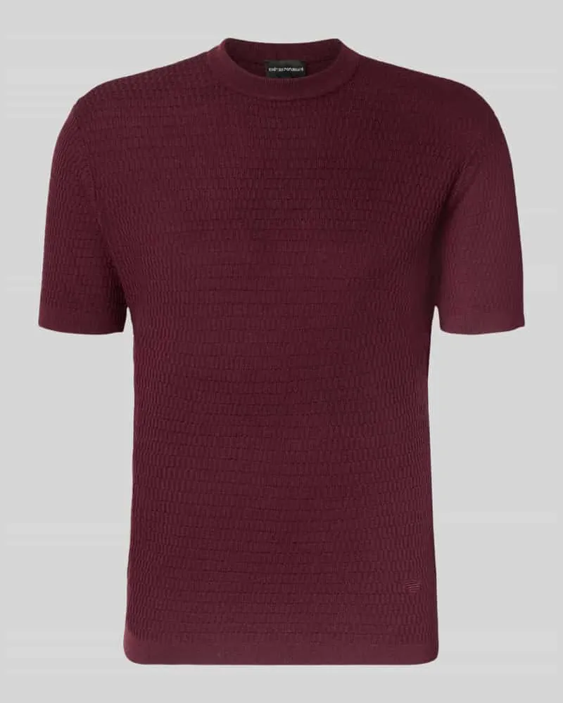 Emporio Armani Slim Fit Strickshirt aus reiner Wolle Bordeaux