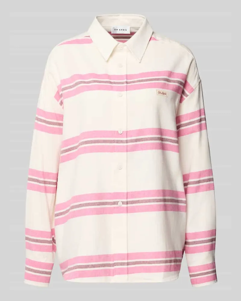 OH APRIL Relaxed Fit Hemdbluse mit Label-Detail Modell 'Vivian Pink