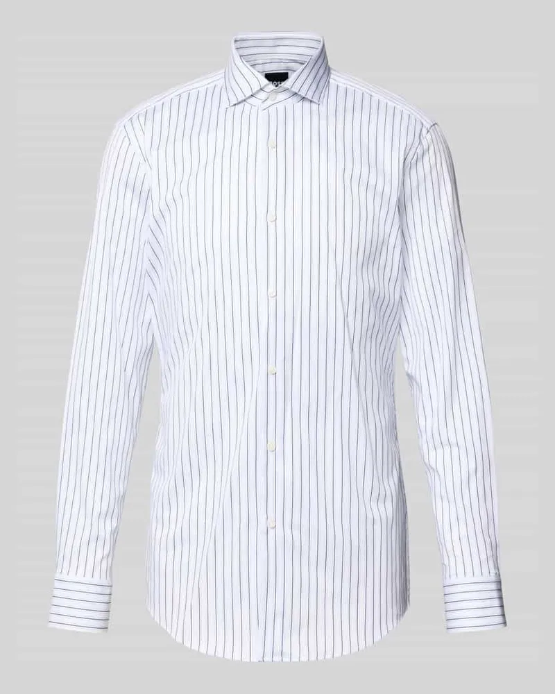 HUGO BOSS Slim Fit Businesshemd aus Baumwoll-Mix Modell 'HANK Blau