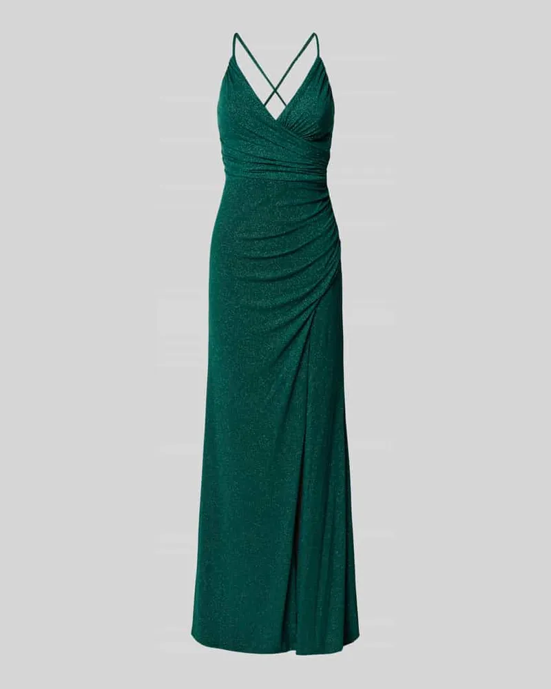 Mascara Slim Fit Abendkleid mit Raffungen Dunkelgruen