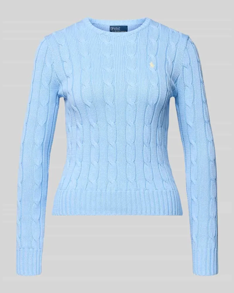 Ralph Lauren Regular Fit Strickpullover aus reiner Baumwolle Modell 'JULIANNA-LONG Hellblau