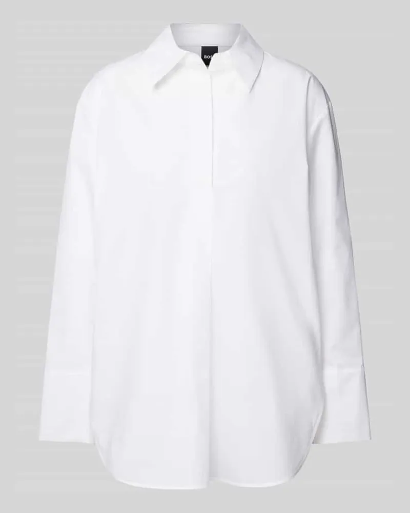 HUGO BOSS Blusenshirt mit Umlegekragen Modell 'Bicona Weiss