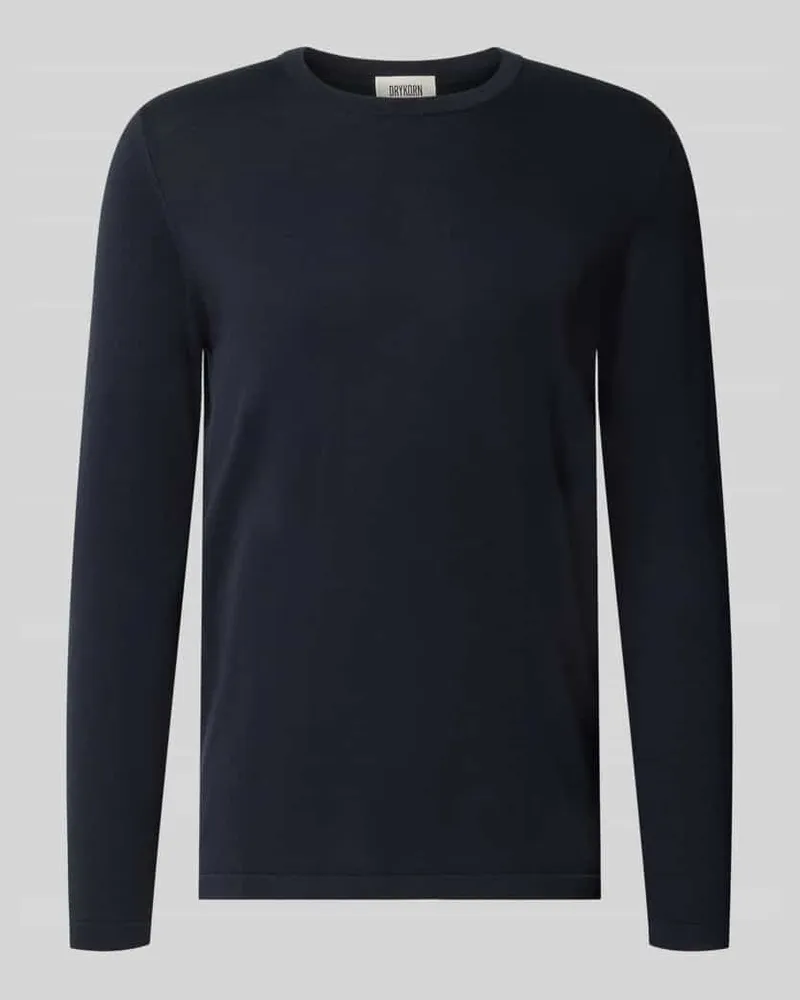 Drykorn Slim Fit Langarmshirt reine Baumwolle Marine