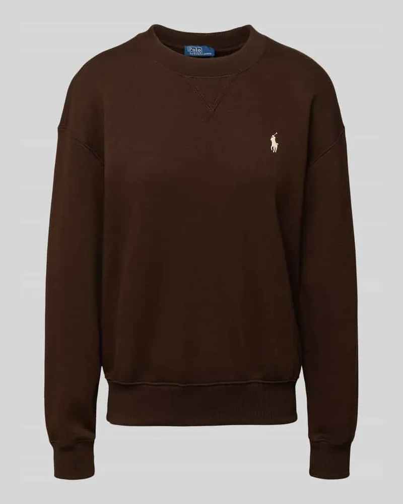 Ralph Lauren Sweatshirt mit Rundhalsausschnitt und Label-Stitching Dunkelbraun
