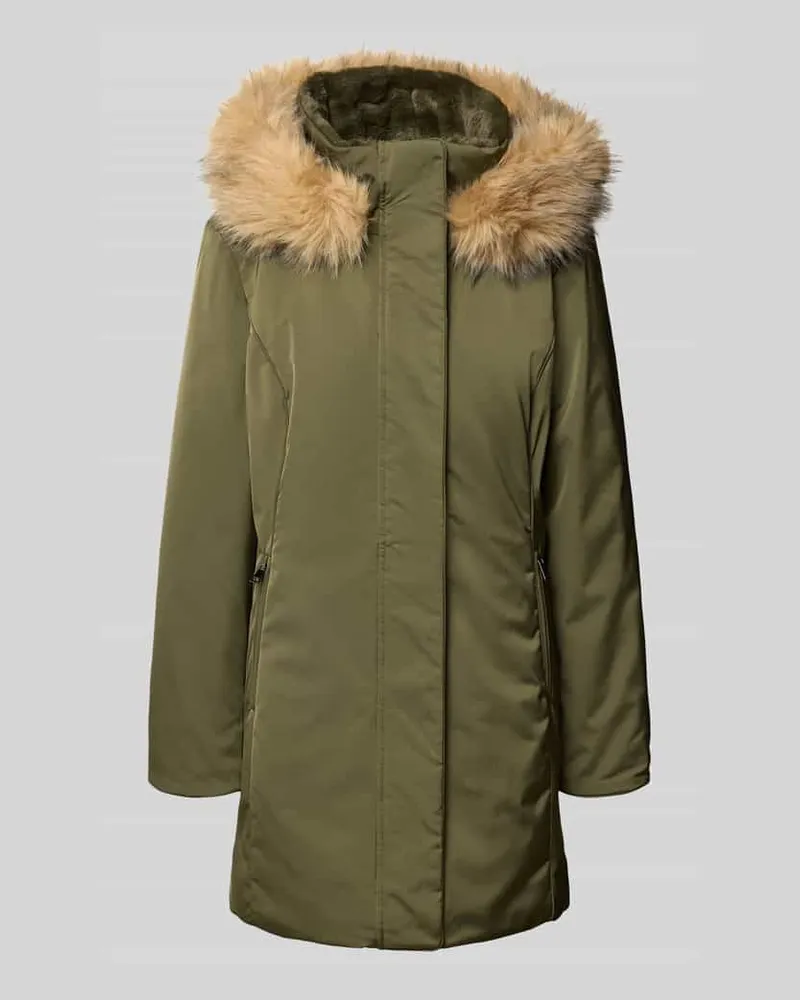More & More Parka mit Kapuze und Reißverschlusstaschen Oliv