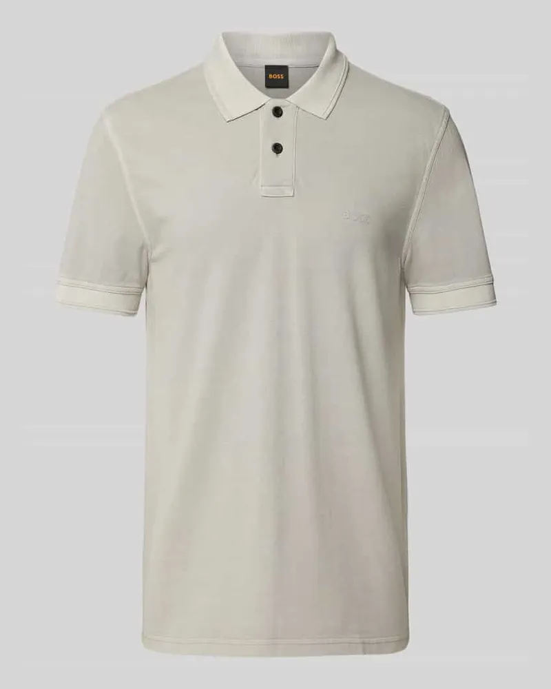HUGO BOSS Slim Fit Poloshirt mit Label-Detail Modell 'Prime Mittelgrau