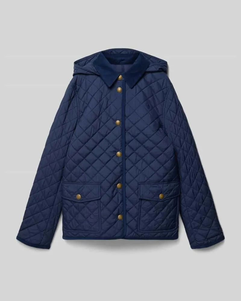 Ralph Lauren Steppjacke mit Kapuze und Label Stitching Marine