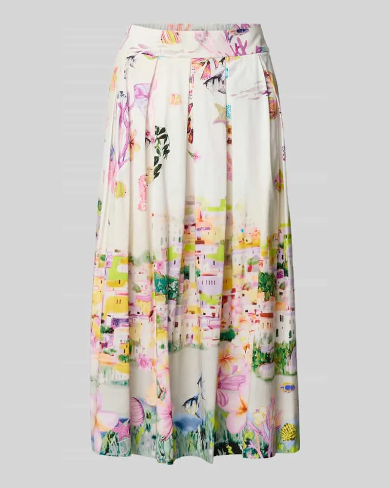 Vera Mont Ausgestellter Midi-Rock aus Baumwoll-Mix Offwhite