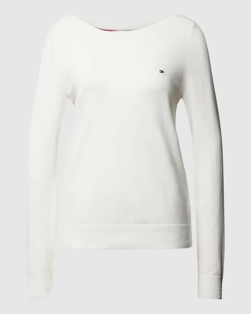 Tommy Hilfiger Strickpullover mit Label-Stitching Offwhite