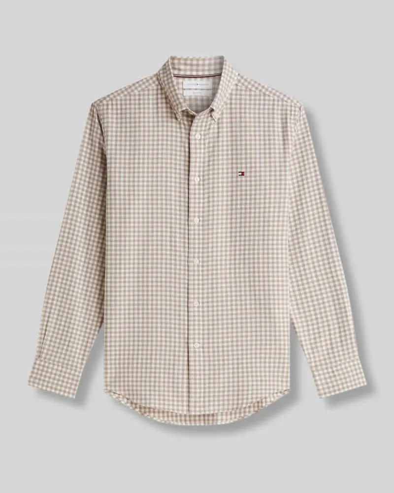 Tommy Hilfiger Regular Fit Freizeithemd aus reiner Baumwolle Taupe