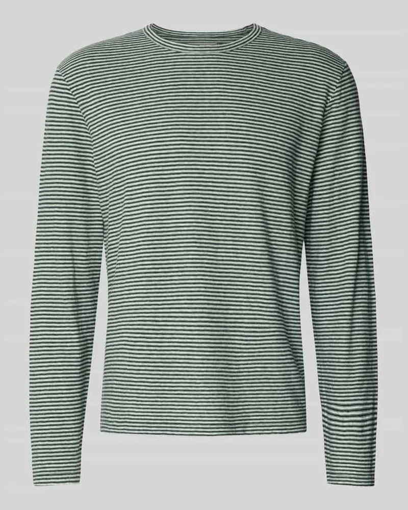 Officine Generale Regular Fit Longsleeve aus Leinen-Mix Hellgrau