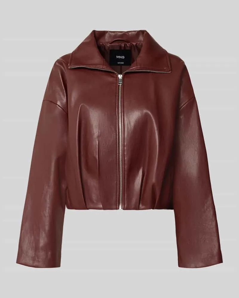 Mango Regular Fit Jacke in Leder-Optik Modell 'Dante Bordeaux