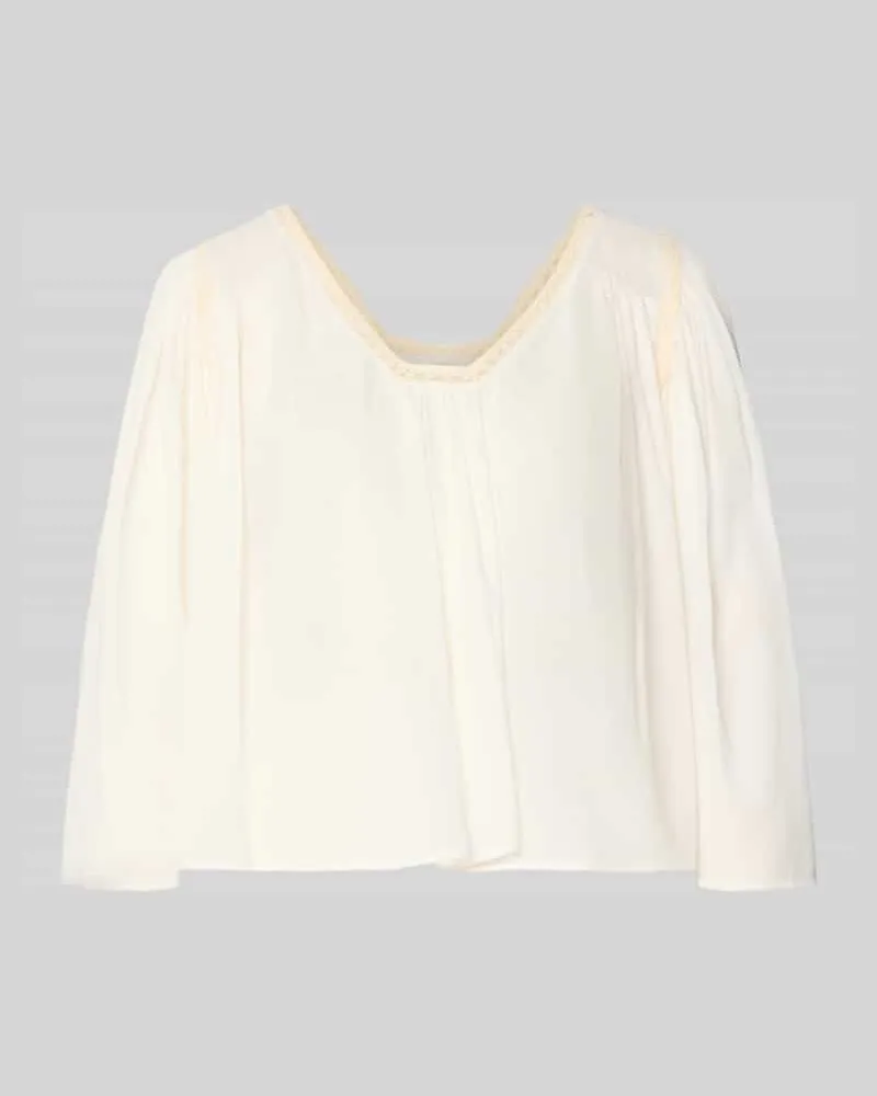 Drykorn Cropped Bluse mit 3/4-Arm Modell 'ISMARA Offwhite
