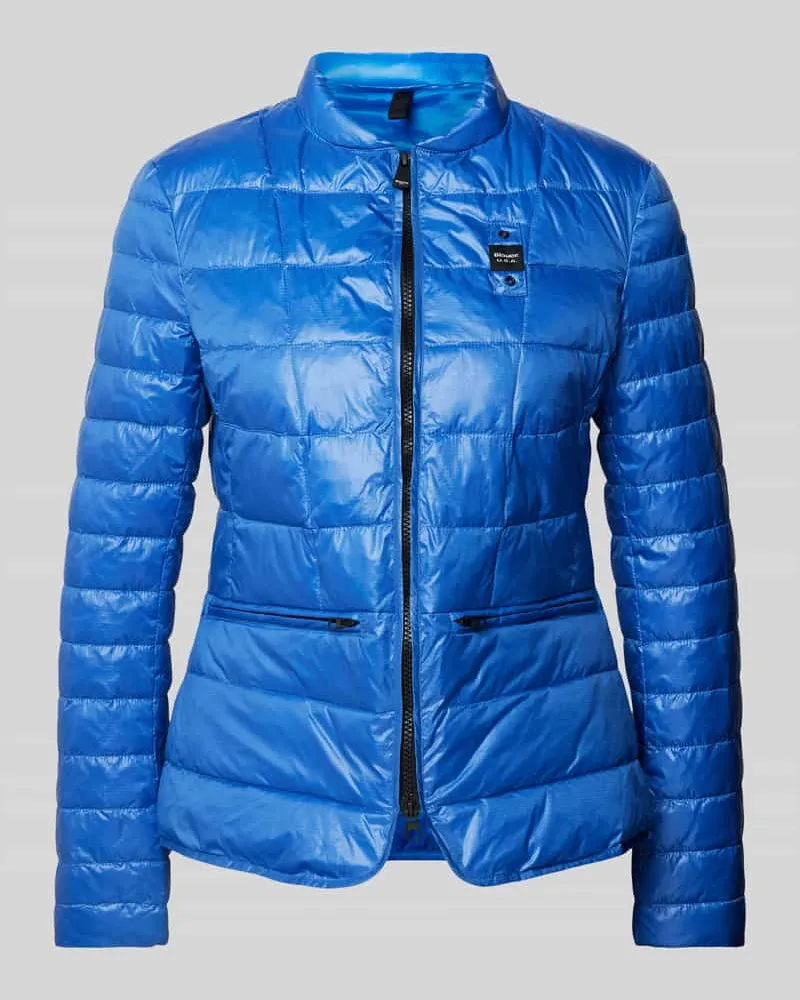 Blauer Steppjacke mit Zweiwege-Reißverschluss Blau