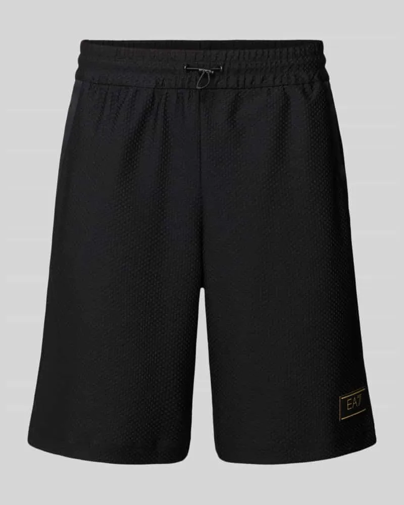 EA7 Regular Fit Shorts mit Strukturmuster Black