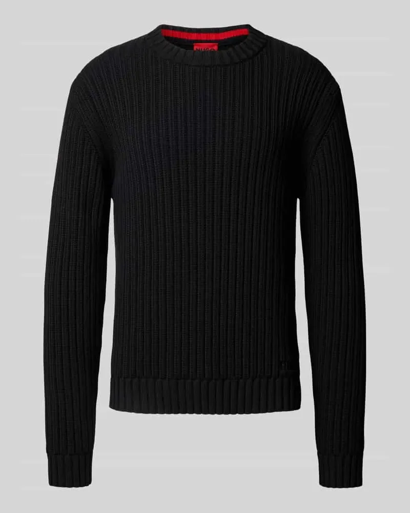 HUGO BOSS Regular Fit Strickpullover aus reiner Baumwolle Modell 'SRIBBEN_1 Black