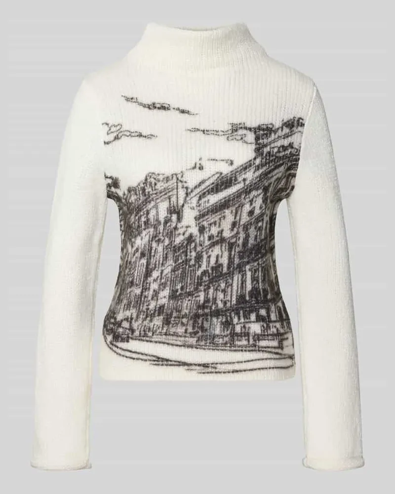 Marc Cain Strickpullover mit Stehkragen Offwhite