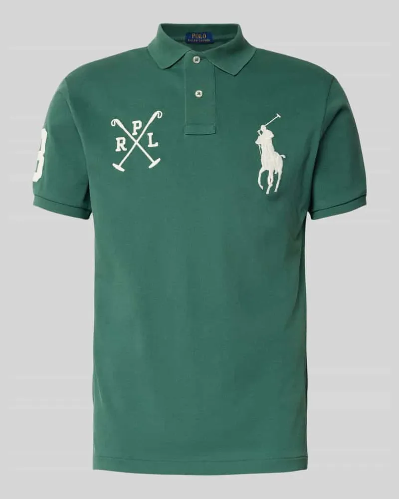 Ralph Lauren Poloshirt mit Label-Stitching Dunkelgruen