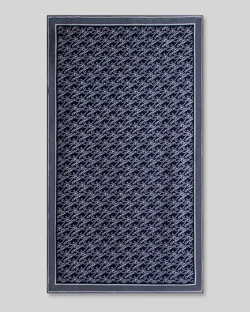Tommy Hilfiger Handtuch aus reiner Baumwolle Modell 'SCRIPT TOWEL Dunkelblau