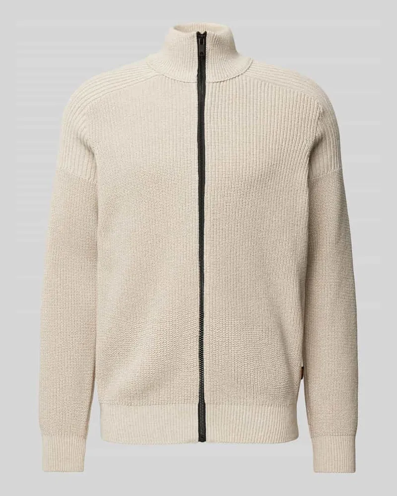 HUGO BOSS Strickjacke mit Stehkragen Modell 'Kalandrio Beige
