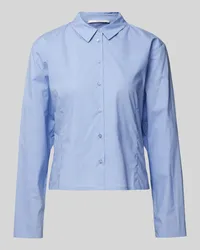 Lanius Regular Fit Bluse mit Umlegekragen Hellblau