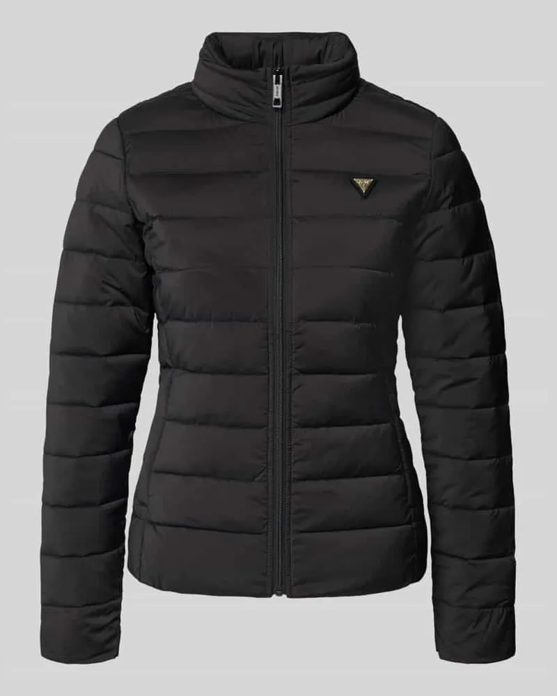 Guess Steppjacke mit Stehkragen und Label-Detail Black