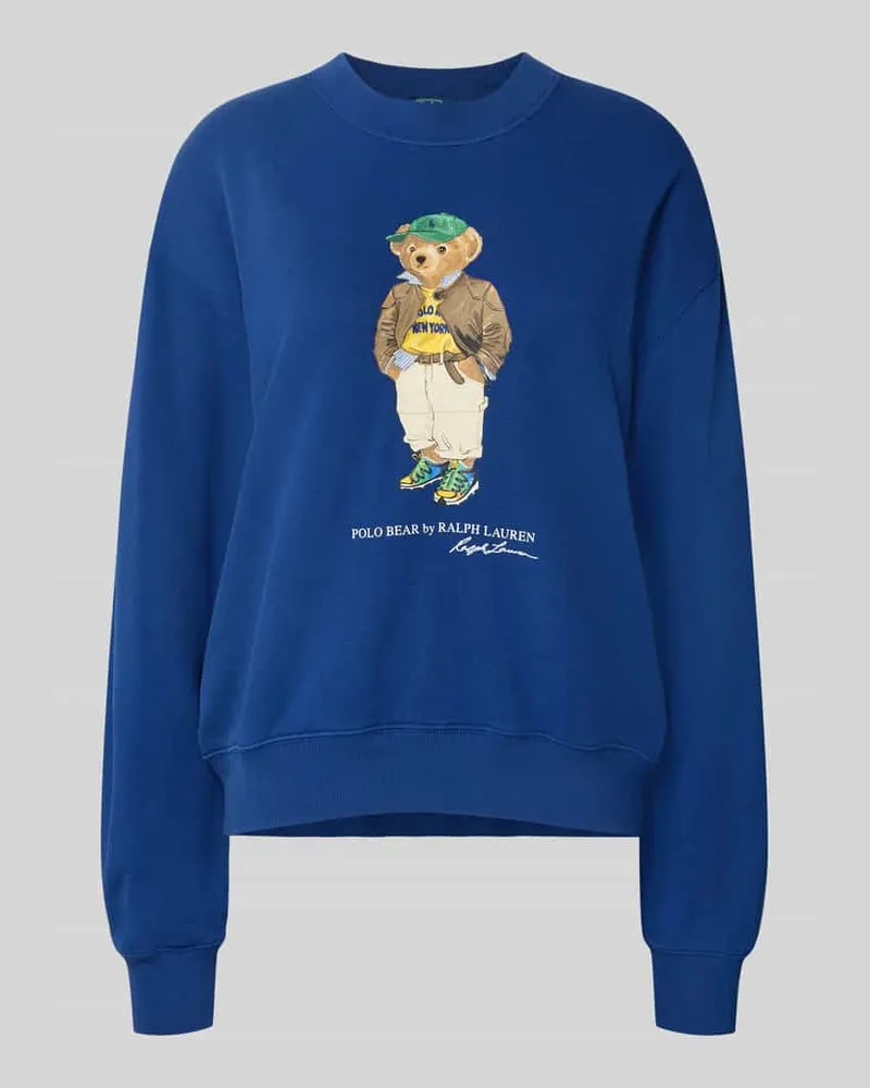 Ralph Lauren Sweatshirt mit Label-Print und Rundhalsausschnitt Blau