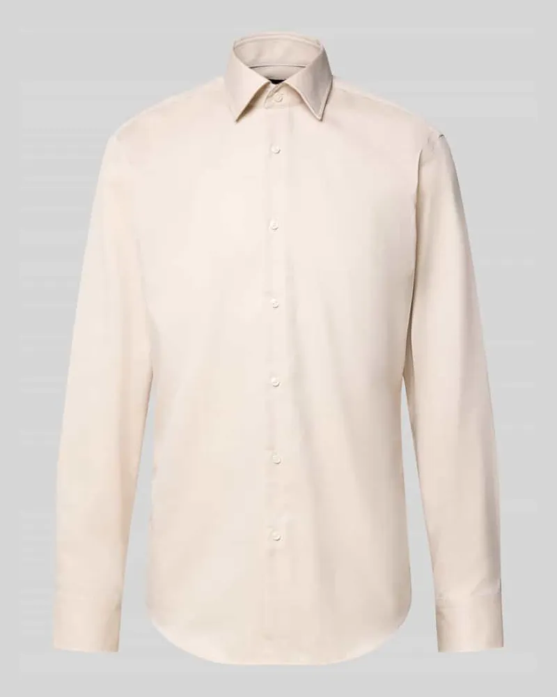HUGO BOSS Regular Fit Businesshemd mit Kentkragen Sand