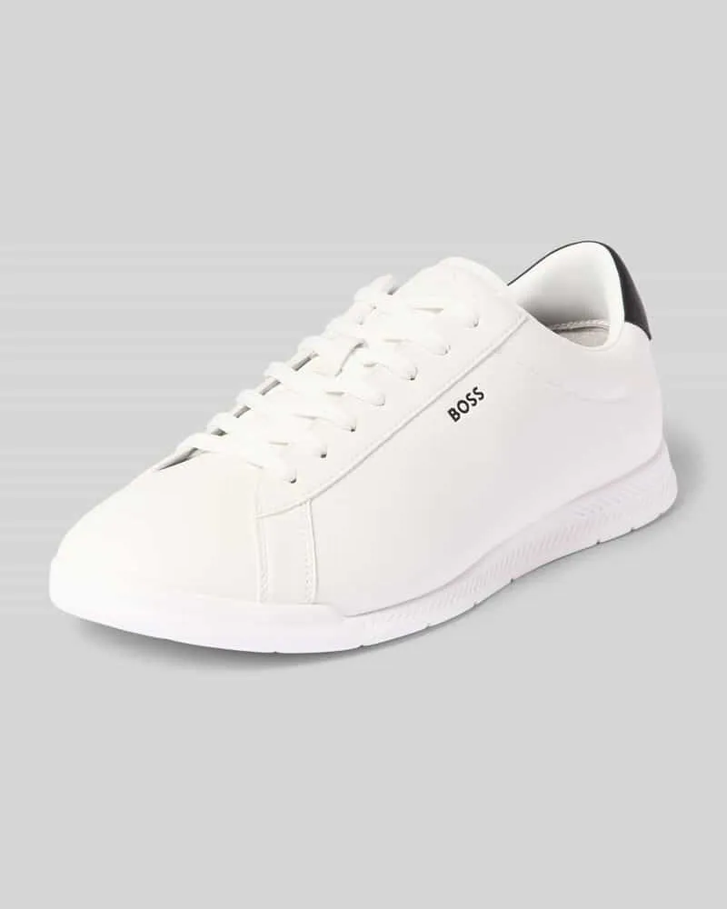 HUGO BOSS Sneaker in Leder-Optik Modell 'NITAN_LOWP_PLTD Weiss