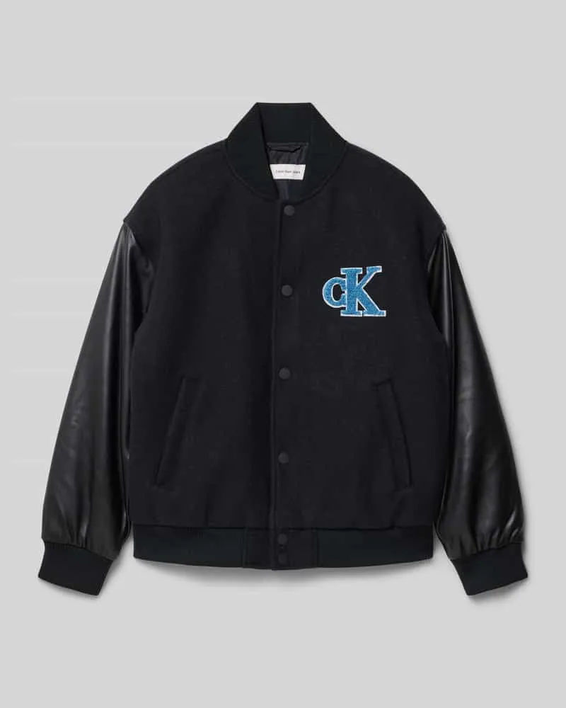 Calvin Klein Bomberjacke mit Label-Applikation Modell 'VARSITY Black