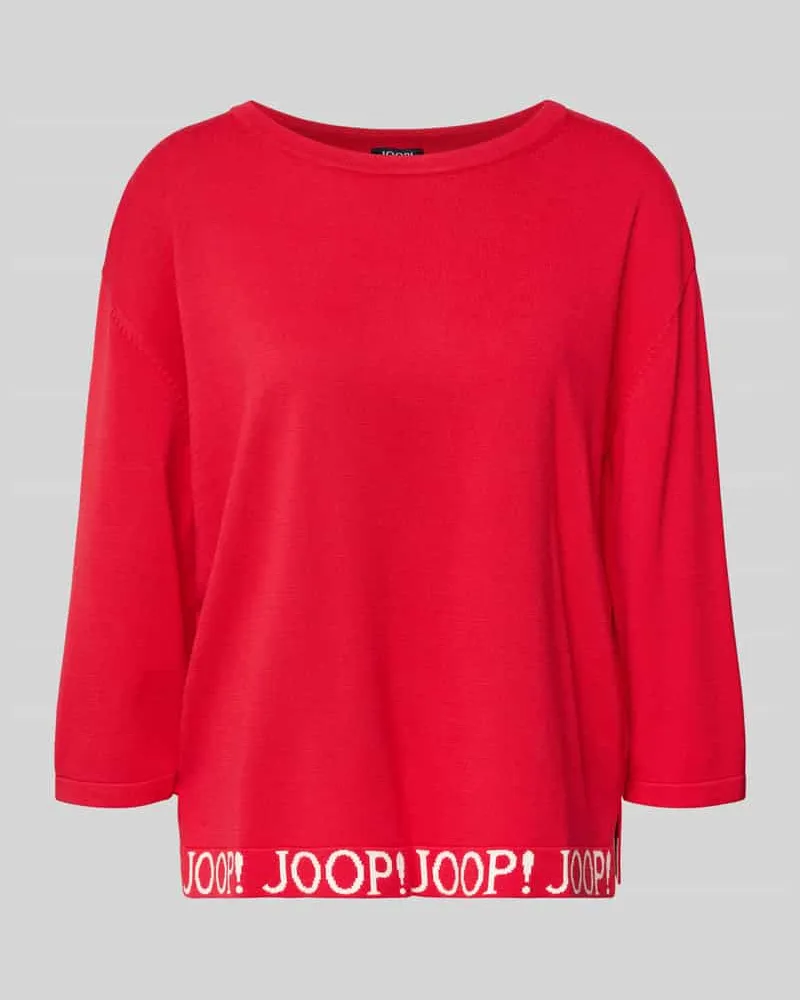 JOOP! Strickpullover mit Label-Details und 3/4-Arm Modell 'Kussa Rot